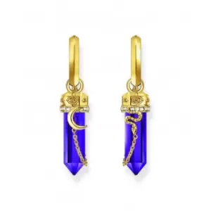 Image of Sterling Silver Gold Plated Imitation Amethyst Chain Hoop Earrings CR722-414-13