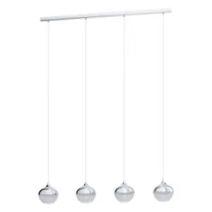 Image of Pendant Light Colour Chrome Shade Granille White Clear Plastic Bulb E14 4x25W