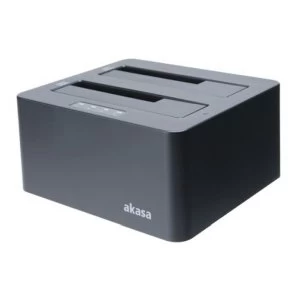Image of Akasa (DuoDock X3) Dual Bay USB 3.1 Gen1 Clone Docking Station, 2.5"/3.5" SATA