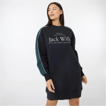Image of Jack Wills Elin Crew Neck Sweatshirt Mini Dress - Black