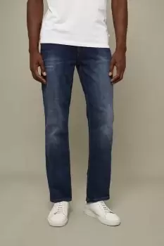 Image of Straight Leg Mid Blue Jeans