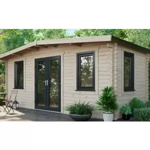 Image of Power Sheds 8 x 18ft Central Doors Apex Chalet Log Cabin