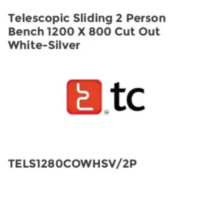 Image of TC Group Telescopic Sliding 2 Person Bench 1200 x 800 Cut Out White-Silver