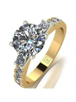 Image of Moissanite 18ct Gold Lady Lynsey 2ct Total Moissanite Solitaire Ring, Gold, Size I, Women