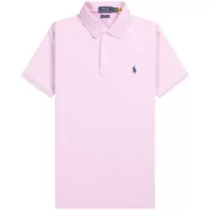 Image of Ralph Lauren Stretch Mesh Slim Fit Polo Collar Stripe Hampton Pink