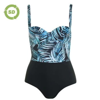 Image of SoulCal Top Panel Swimsuit - Black Palm Prnt