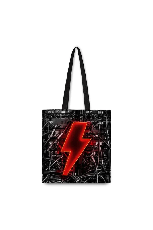 Image of Rocksax AC/DC Tote Bag - Pwr Up in True Black True Black Unisex