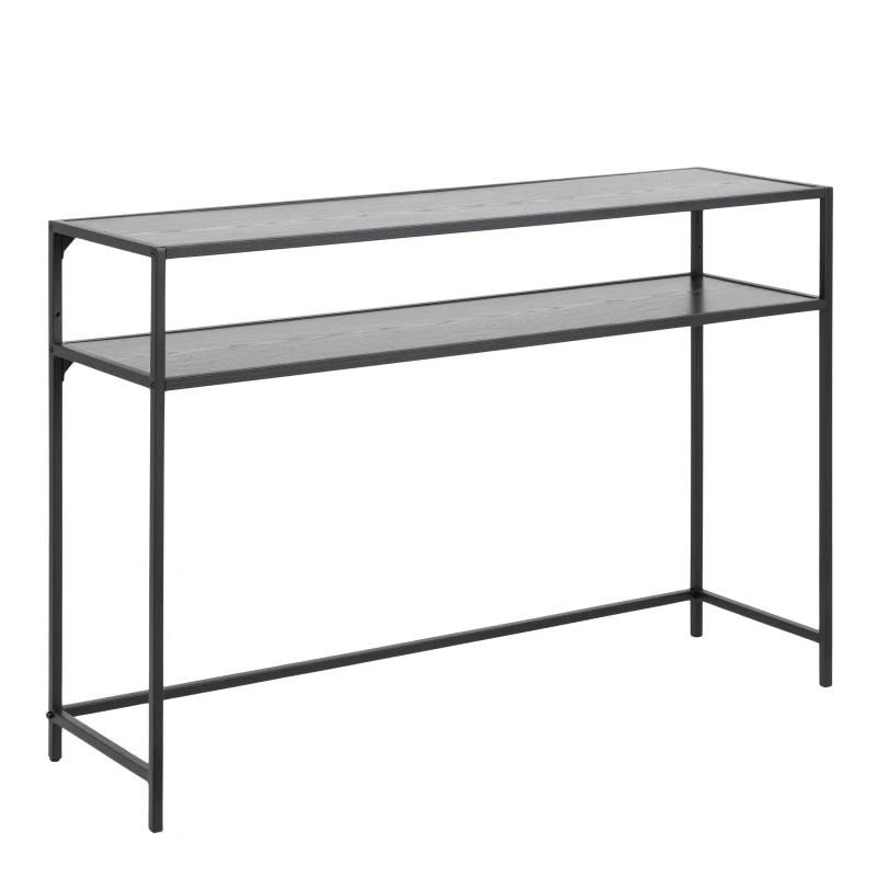 Image of Furniture To Go Seaford Black Metal Console Table With Black Top