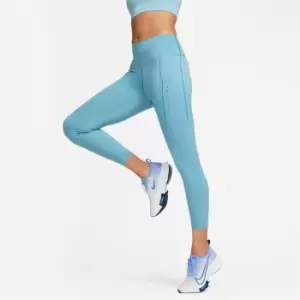 Image of Nike Dri-FIT Go Womens Firm-Support Mid-Rise 7/8 Leggings with Pockets - Blue