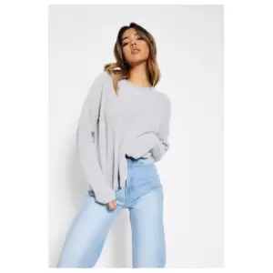 Image of I Saw It First Crew Neck Knitted Jumper - Grey