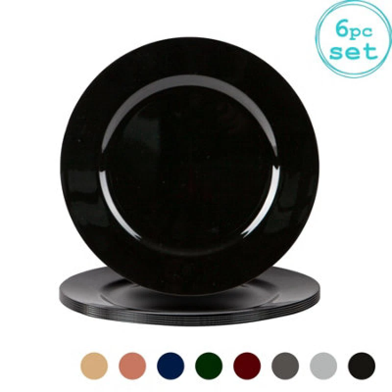 Image of Argon Tableware Metallic Charger Plates - 33Cm - Black - Pack Of 6