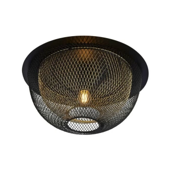 Image of Searchlight Honeycomb 1 Light Double Layered Mesh Flush Fitting - Black Outer With Gold Inner