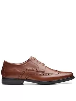 Image of Clarks Howard Wing Formal Shoes - Dark Tan, Dark Tan Leather, Size 11, Men