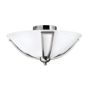 Image of 2 Light Flush Ceiling Light Brushed Nickel, E27