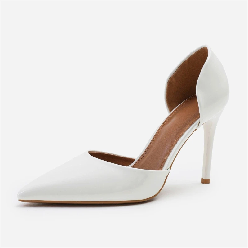 Image of Wheres That From Athens Pointed Toe Stiletto High Heels In White Pa Whitepatent female 8