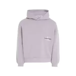Image of Calvin Klein Jeans Monogram Off Placed Hoodie - Purple