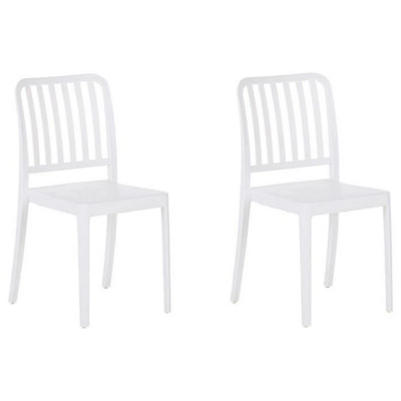 Image of Beliani Set Of 2 Garden Chairs Sersale Synthetic Material White