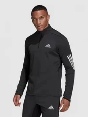 Image of Adidas 3 Stripe 1/4 Zip, Black, Size L, Men