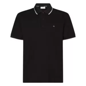 Image of Calvin Klein Refined Pique Polo Top - Black