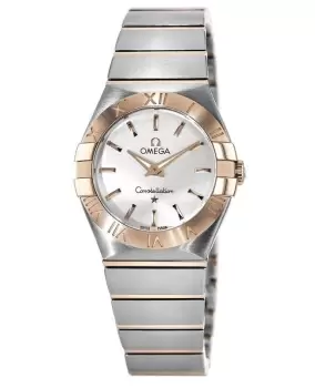 Image of Omega Constellation Brushed Quartz 27mm Rose Gold & Steel Silver Dial Womens Watch 123.20.27.60.02.001 123.20.27.60.02.001