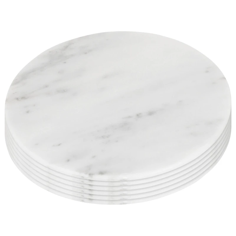 Image of Argon Tableware Round Marble Placemats - 30Cm - White - Pack Of 6