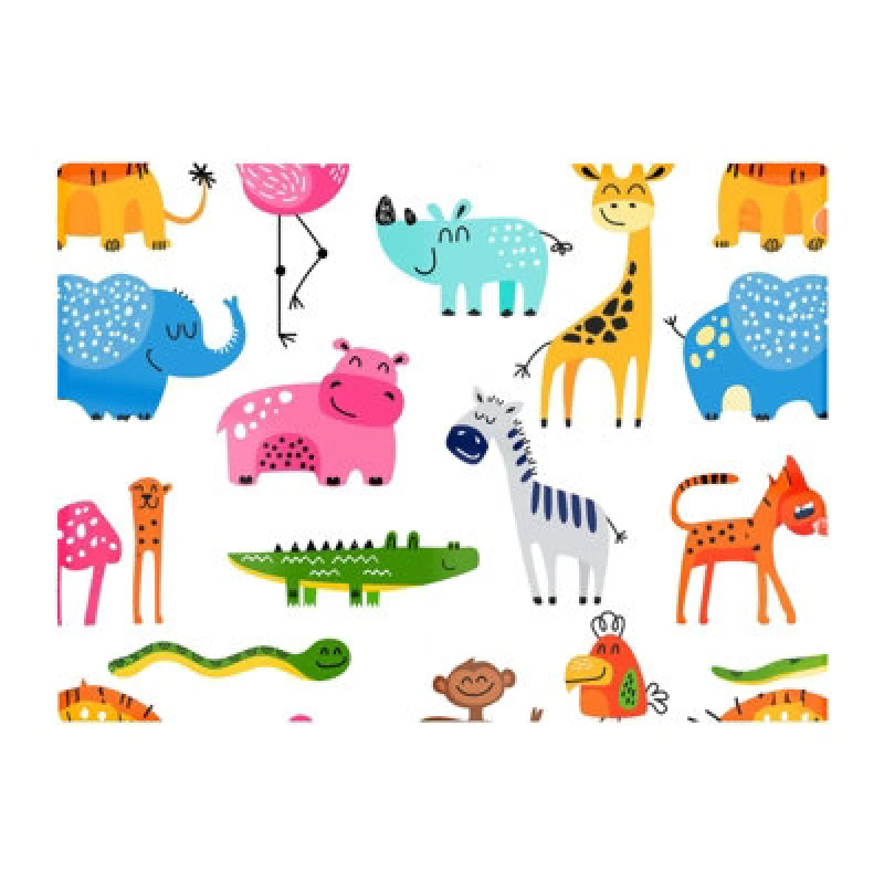 Image of Warren Reed Designer Hand Drawn Cartoon Animals Glass Chopping Board