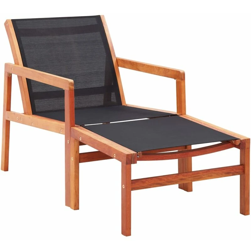 Image of VIDAXL Garden Chair with Footrest Solid Eucalyptus Wood and Textilene Vidaxl 48702