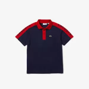 Image of Boys' Lacoste SPORT Ultra-Dry Pique Polo Size 4 yrs Red / Navy Blue