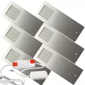 Image of 6x ALUMINIUM Ultra-Slim Rectangle Under Cabinet Kitchen Light & Driver Kit - Natural White LED