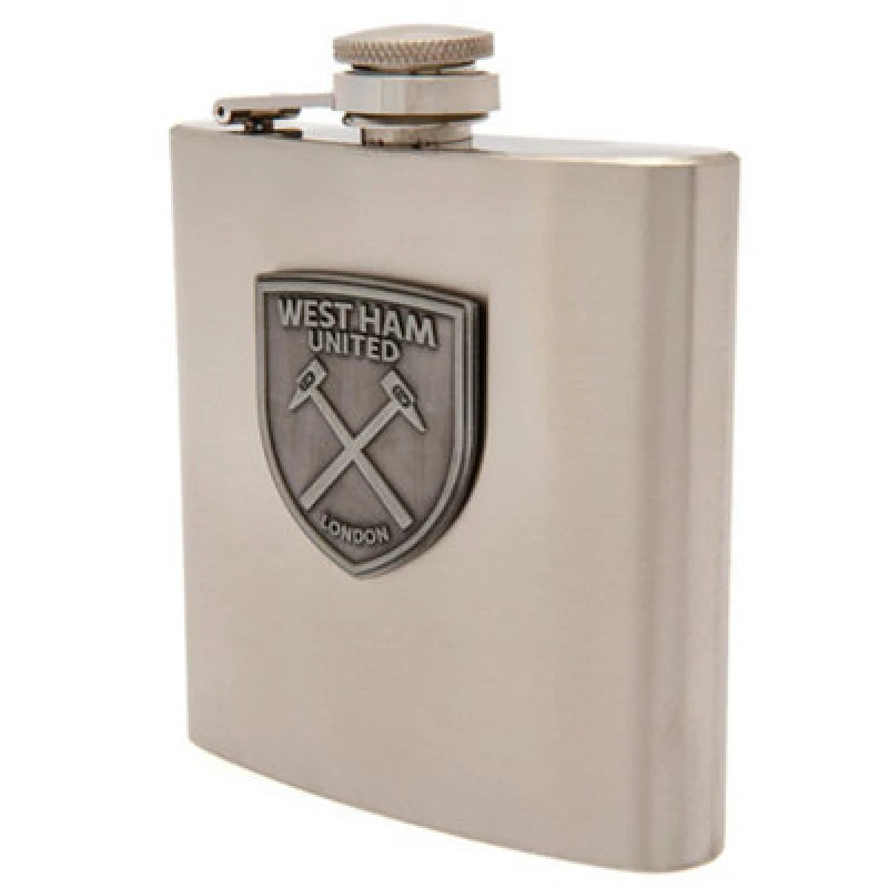 Image of West Ham United FC West Ham United FC Badge Hip Flask in Silver Silver One Size Unisex 5063107609816