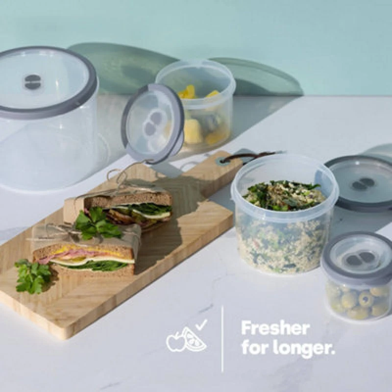 Image of LIVIVO Set of 5 Food Storage Containers with Fitted Grey Lids - Oval Dark Grey