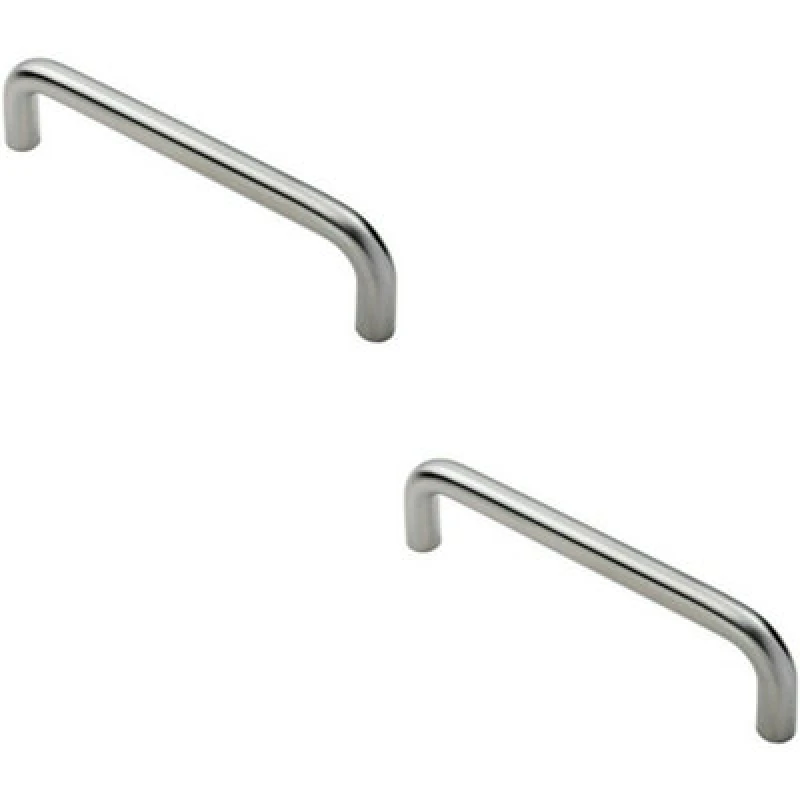 Image of Loops 2x Round D Bar Pull Handle 244 19mm 225mm Fixing Centres Satin Steel Metallics unisex