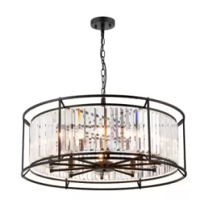Image of Luminosa Guilford Ceiling Pendant, 10 Light E14, Satin Black, Clear