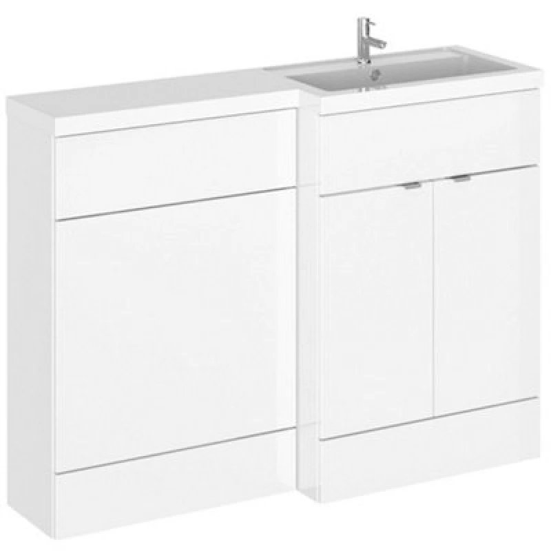 Image of Hudson Reed Fusion 1200mm Right-Hand Basin & Wc Combination Unit, Gloss White