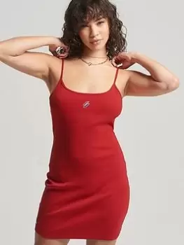 Image of Superdry Code Essential Strap Dress -red, Red, Size 14, Women