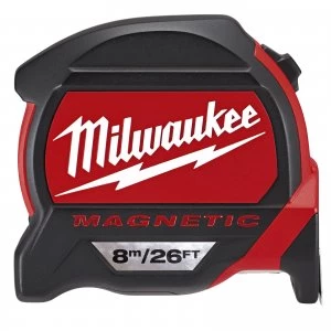 Image of Milwaukee Premium Magnetic Tape Measure Imperial & Metric 25ft / 8m 27mm