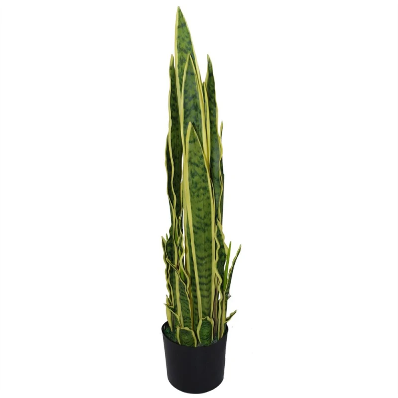 Image of Leaf Design 90cm (3ft) Artificial Sansevieria Yellow Green Indoor Plant (Large)