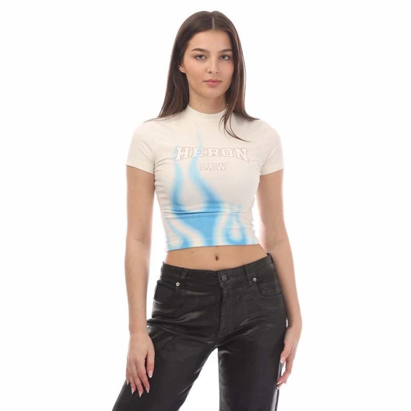 Image of Heron Preston Law Flames Baby T-Shirt White Blue female 12