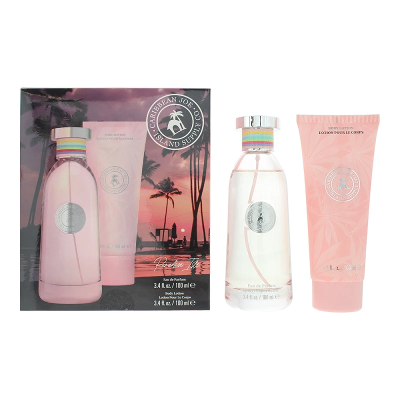 Image of Caribbean Joe Island Supply Paradise Isle Photobox 2 Piece Gift Set: Eau de Parfum 100ml - Body Lotion 100ml