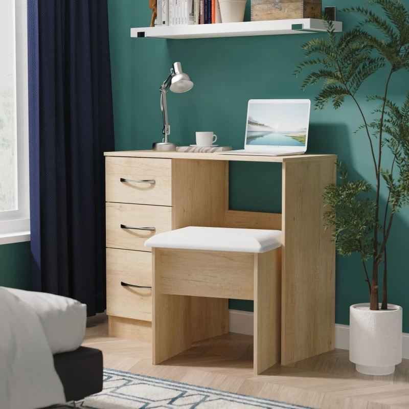 Image of Ready Assembled 2 U Hampshire 3 Drawer Vanity (Ready Assembled) in Light Brown Light Brown Unisex