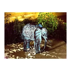 Image of Solar Metal Silhouette Elephant Garden Ornament