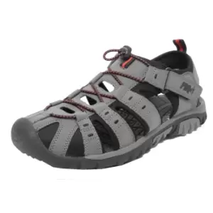 Image of PDQ Mens Toggle & Touch Fastening Synthetic Nubuck Trail Sandals (8 UK) (Grey/Red)