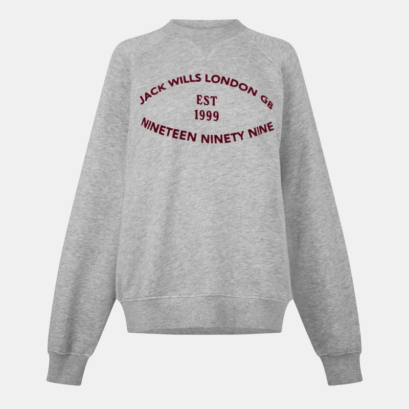 Image of Jack Wills Womens Vintage Crew Sweatshirt Grey Marl female 8 (XS)