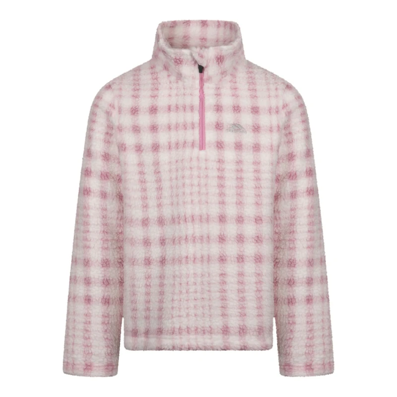 Image of Trespass Booker AT200 Half Zip Fleece Top in Pale Pink Size: 5-6 Years Pale Pink Unisex 5-6 Years