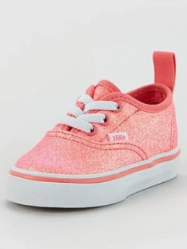 Image of Vans Authentic Elastic Lace Neon Glitter Toddler Plimsolls - Pink/White