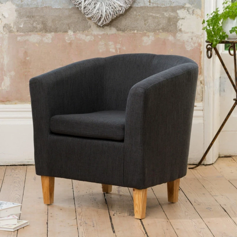 Image of Artemis Home Alderwood 68cm Wide Fabric Tub Chair Armchair in Black Unisex