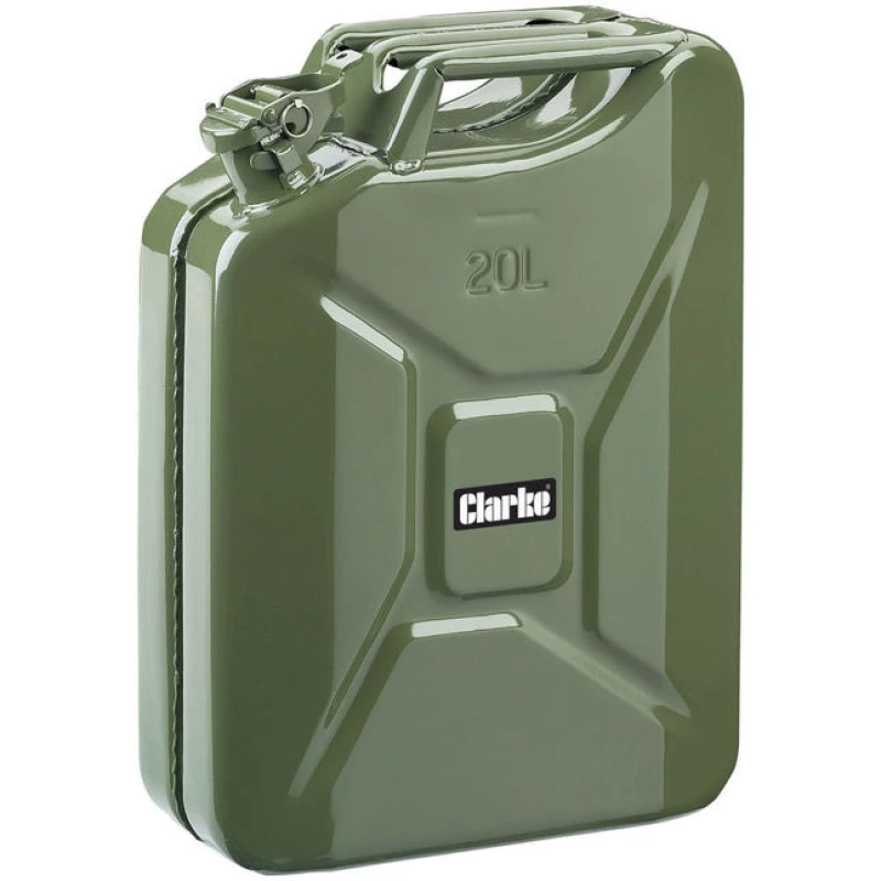 Image of Clarke Jerry Can Green 20 Litre Metal Fuel Petrol Diesel 20L Container Jc20Lg