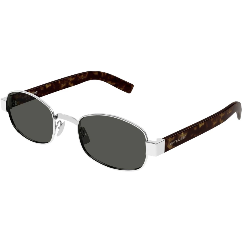 Image of Saint Laurent Saint Laurent Oval Silver Havana Grey SL 706 Silver One Size Unisex 889652516318