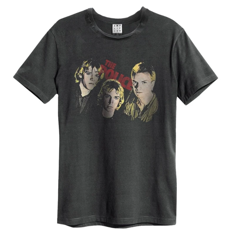 Image of Amplified Amplified Men Outlandos D'amour The Police T-Shirt in Charcoal Size: Small Charcoal S Male 5063470346233