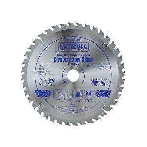 Image of Faithfull Circular Saw Blade Anti Kick 250 x 30mm x 40T